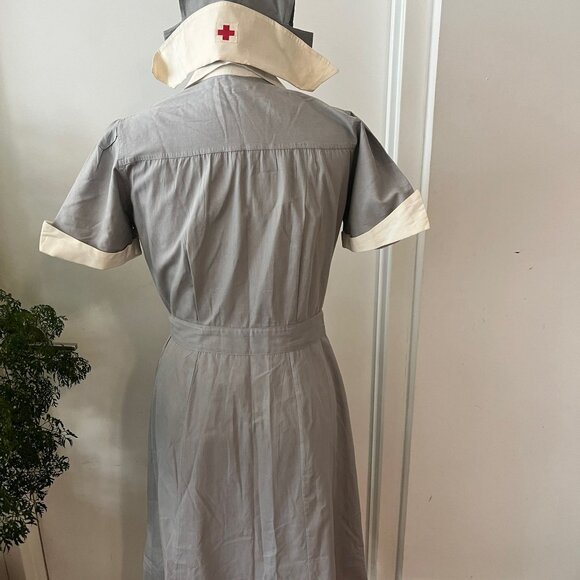 WWII VINTAGE 40s AMERICAN RED CROSS UNIFORM VOLUNTEER NURSE MILITARY DRESS & HAT - Picture 2 of 11